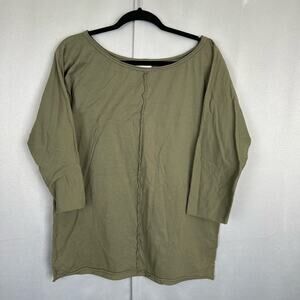 Women's EUC Nation Ltd Olive Green 3/4 Sleeve Knit Pima Cotton T Shirt- Size L